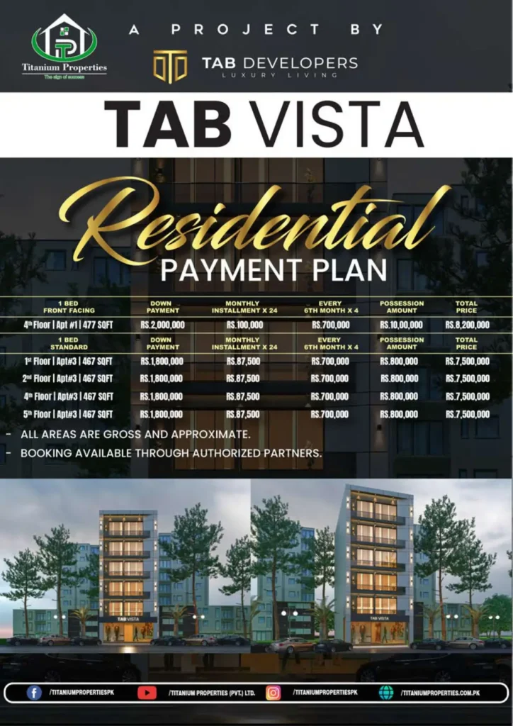 Tab Vista Apartments payment plan